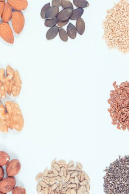 Vintage Fotoğraf, besleyici gıda içeren demir, omega 3 asitleri, vitaminler, diyet lifi ve doğal mineraller, kopya alanı metin veya yazıt için