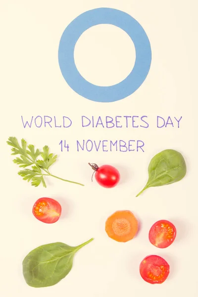 Dia Mundial Diabetes Inscrição Símbolo Luta Contra Doenças Verduras Frescas — Fotografia de Stock