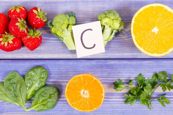 Frutas Verduras Frescas Como Fuentes Naturales Minerales Que Contienen Vitamina —  Fotos de Stock