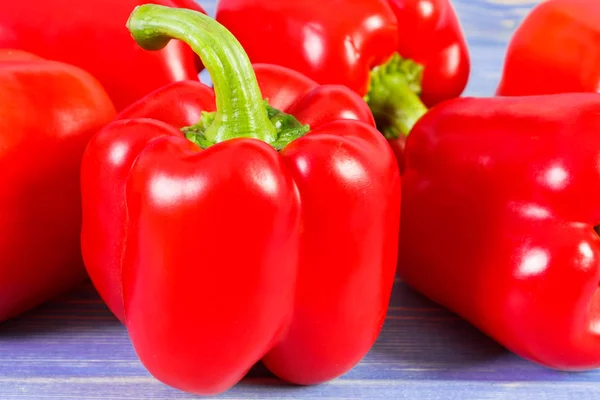 Red Peppers Lying Purple Boards Concept Healthy Nutrition — Stock Photo, Image
