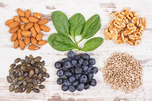 Ingredienti Contenenti Vitamina Minerali Naturali Fibre Alimentari Concetto Nutrizione Sana — Foto Stock