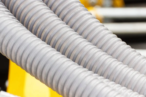 Tubos Plástico Ondulado Máquinas Agrícolas Industriais Detalhe Parte Equipamentos Hidráulicos — Fotografia de Stock