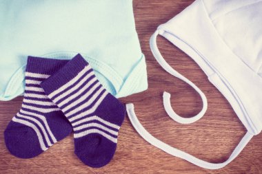 Vintage Fotoğraf, Bebek için bekliyor ve aile uzanan yeni doğan, kavramı için giyim