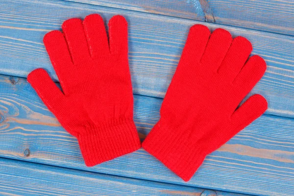 Pair Red Womanly Gloves Autumn Winter Warm Clothing Concept — Stock Photo, Image