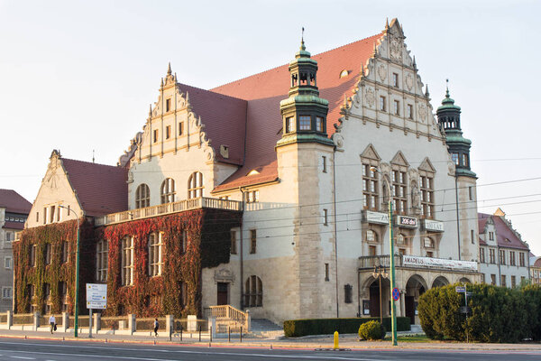 Poznan, Poland - October 12, 2018: View on Adam Mickiewicz university building in polish city Poznan, Greater Poland province