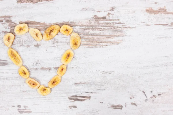 Heap Dried Homemade Chips Banana Snack Dessert Place Text — Stock Photo, Image