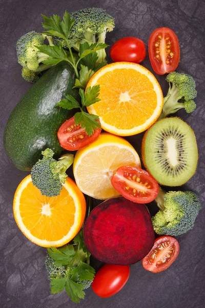 Friss Természetes Gyümölcsök Zöldségek Tápláló Desszert Mint Forrás Egészséges Ásványi — Stock Fotó