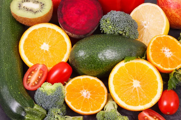 Verse Rijpe Vruchten Groenten Met Natuurlijke Vitaminen Mineralen Gezond Eten — Stockfoto