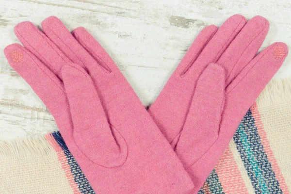 Guantes Coloridos Bufanda Para Mujer Hecha Algodón Lana Ropa Abrigo — Foto de Stock