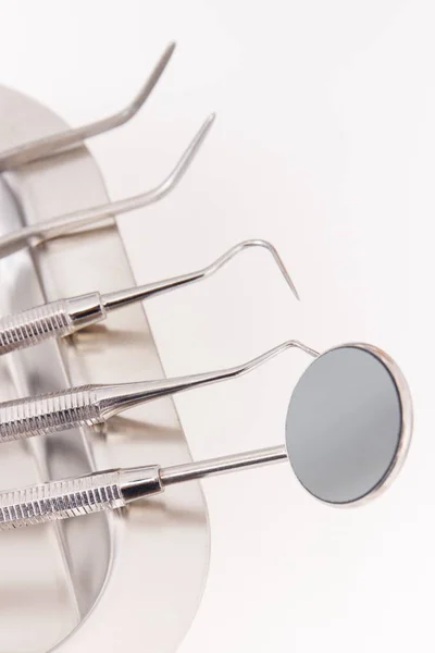 Set Dental Stainless Tools Using Dentists Modern Stomatology Office — Stock Photo, Image