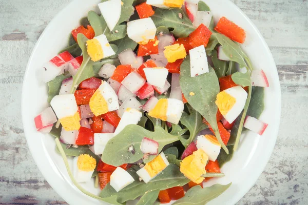Ensalada Fresca Con Verduras Huevos Tazón Concepto Estilos Vida Saludables —  Fotos de Stock