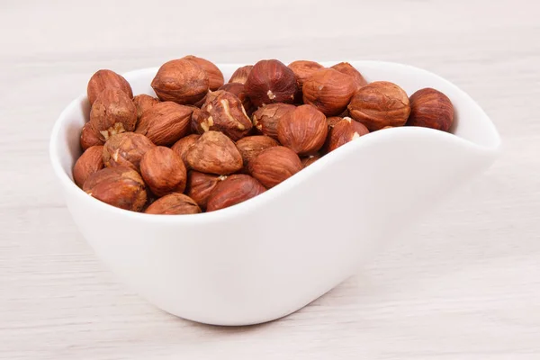 Hazelnuts White Bowl Concept Healthy Nutrition Lifestyle — Stock Photo, Image