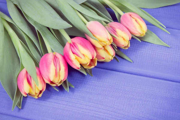 Vintage Photo Bouquet Fresh Tulips Different Occasions Boards — Stock Photo, Image