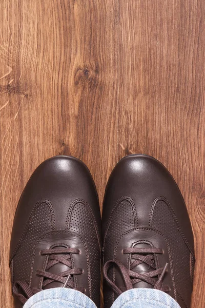 Elegante Elegante Bequeme Braune Schuhe Für Herren Bord Platz Für — Stockfoto