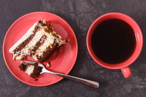 Bolo Cremoso Fresco Para Diferentes Ocasiões Xícara Café Preto Delicioso — Fotografia de Stock