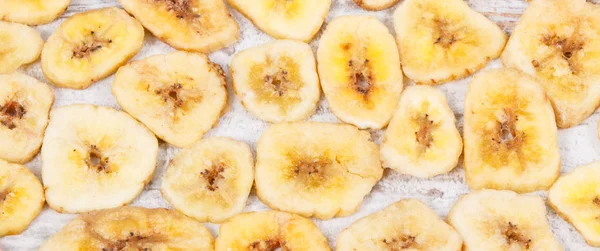 Montón Chips Plátano Orgánicos Secos Como Aperitivo Natural Para Postre — Foto de Stock
