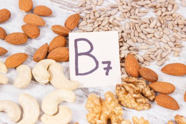 Kaynak mineral, vitamin B7 ve lif, kavram yeme besleyici olarak sağlıklı ürünler