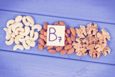 Vintage Fotoğraf, besleyici farklı maddeler içeren vitamin B7, doğal mineral ve lif, sağlıklı beslenme