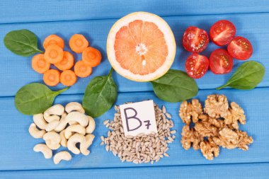 Kaynak mineral, vitamin B7 ve lif, kavram yeme besleyici olarak sağlıklı ürünler