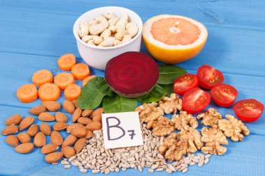 Kaynak mineral, vitamin B7 ve lif, kavram yeme besleyici olarak sağlıklı ürünler