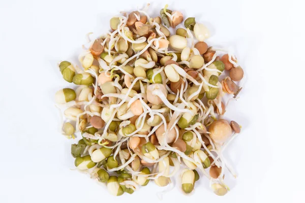 Lentils and chickpeas healthy sprouts containing vitamins and minerals. White background — Stock Photo, Image