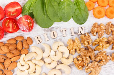 B7 vitamini ve diyet lifi içeren besleyici ürünler ile Yazıt biotin, sağlıklı beslenme