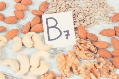 Kaynak mineral, vitamin B7 ve lif, kavram yeme besleyici olarak sağlıklı ürünler
