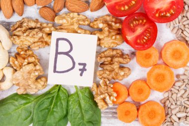 Kaynak mineral, vitamin B7 ve lif, kavram yeme besleyici olarak sağlıklı ürünler