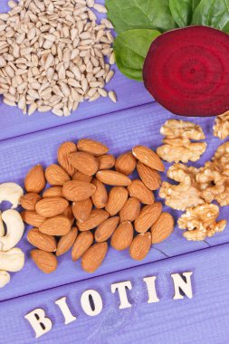 B7 vitamini ve diyet lifi içeren besleyici ürünler ile Yazıt biotin, sağlıklı beslenme