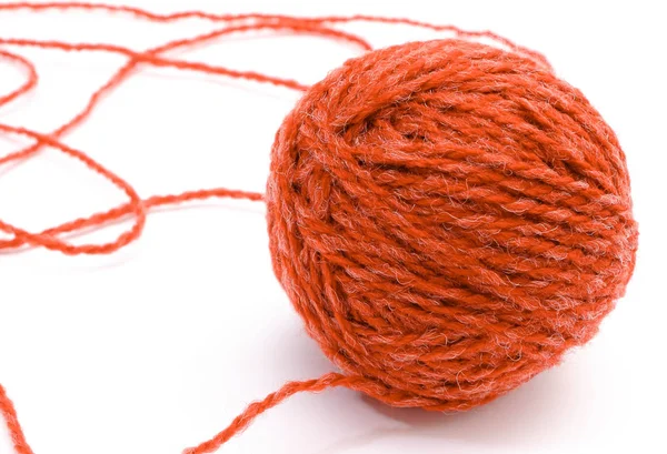 Closeup of entangled red wool on white background — Stock Photo, Image