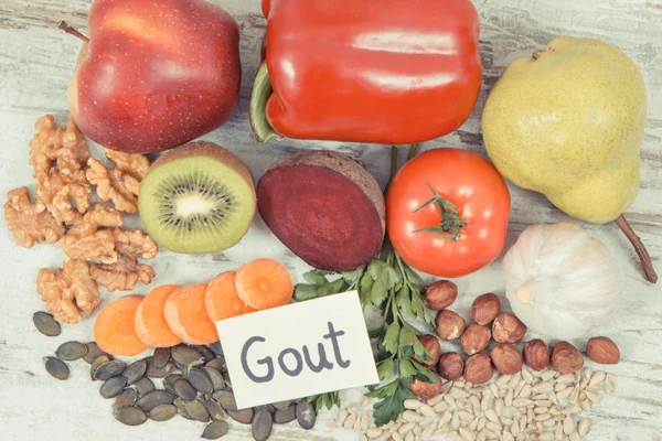 Böbrek sağlığı ve gut iltihabı için gıda. Kaynak vitamin olarak sağlıklı beslenme — Stok fotoğraf