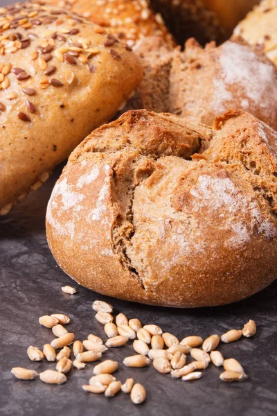 Rolls or bread with seeds of rye grain