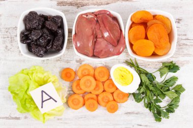Kaynak A vitamini, mineraller ve diyet lif, besleyici yeme kavramı olarak sağlıklı ürünler