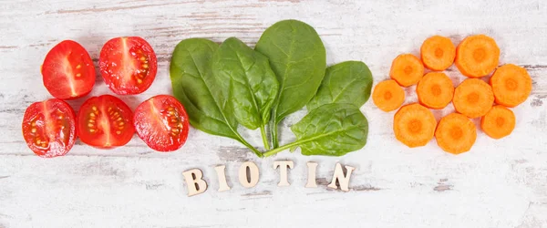 B7 vitamini, doğal mineraller ve lif içeren besleyici farklı maddeler — Stok fotoğraf