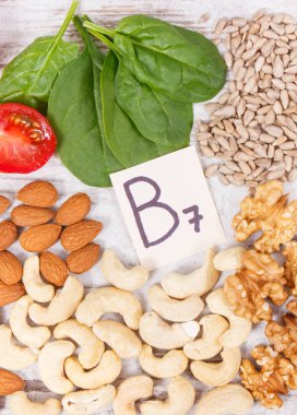 Kaynak mineral, vitamin B7 ve lif, kavram yeme besleyici olarak sağlıklı ürünler