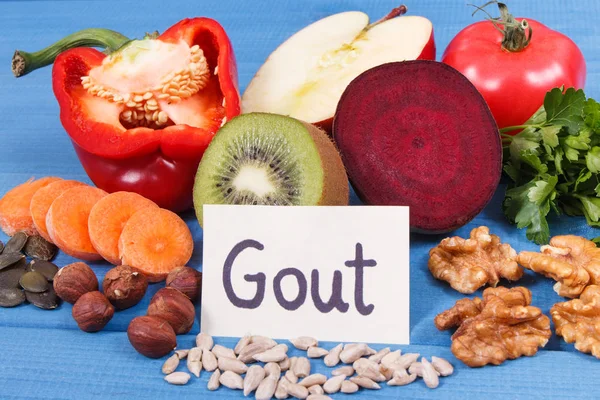 Cibo naturale per la salute dei reni e infiammazione della gotta. Note di alimentazione come fonte di vitamine — Foto Stock