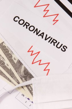 Dolar, Coronavirus 'un neden olduğu finansal krizi temsil eden grafiklerle dolu. Covid-19. Sars-CoV-2. 2019-nCoV