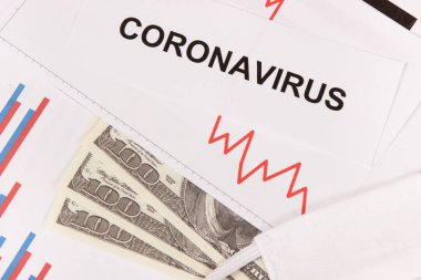 Dolar, Coronavirus 'un neden olduğu finansal krizi temsil eden grafiklerle dolu. Covid-19. Sars-CoV-2. 2019-nCoV