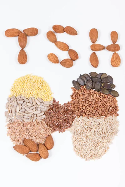 Yazıt TSH ve tiroid şekli doğal malzemelerden yapılmış. Vitamin ve mineral içeren sağlıklı tiroit için en iyi besin.