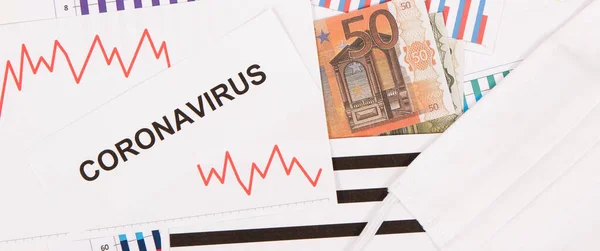 欧元的贬值图表代表了由验尸官引起的金融危机 Covid Sars Cov 2019 Ncov — 图库照片