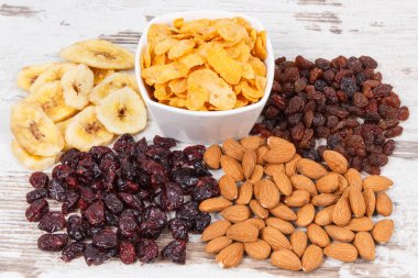 Kaynak karbonhidrat, beslenme lifleri, vitaminler ve mineraller, sağlıklı ve besleyici yeme kavramı olarak bileşenler veya ürünler