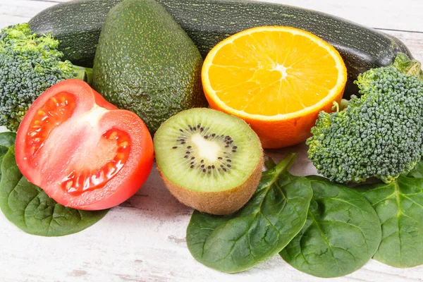 Verse Groenten Fruit Met Vitamine Voedingsvezels Mineralen Concept Van Gezonde — Stockfoto