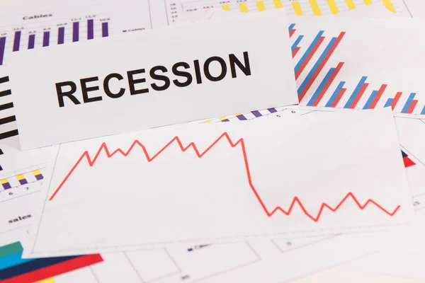 Inscription Recession Declining Chart Risk Global Financial Crisis Caused Coronavirus — Stock Photo, Image