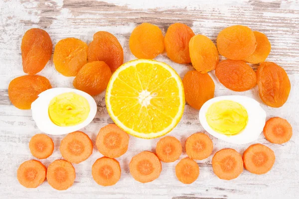 Яйцо Фруктами Овощами Содержащими Витамин Пищевое Волокно Здоровое Питание Качестве — стоковое фото