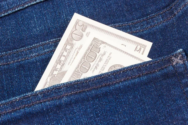 Argent Dans Une Poche Jeans Bleu Marine Concept Financier Bancaire — Photo