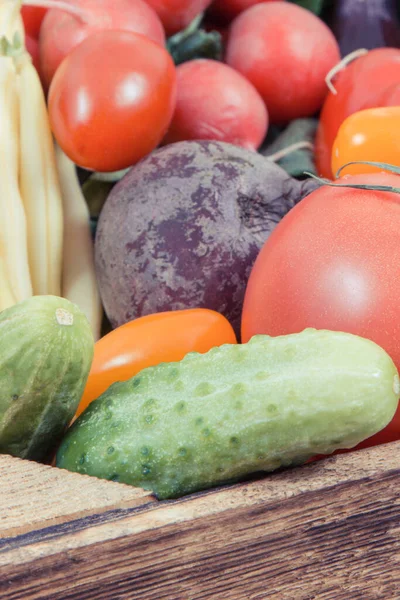 Färska Mogna Grönsaker Som Hälsosamma Ingredienser Som Innehåller Vitaminer Och — Stockfoto