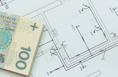 Elektrik inşaatı için kullanılan Polonya para birimi. İnşaat evi kavramı