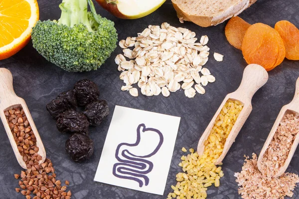 胃の問題のための最高の栄養価の高い製品や成分 天然ミネラル ビタミン 食物繊維 — ストック写真