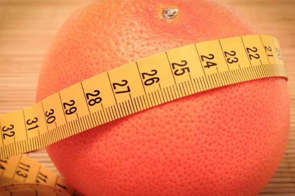 Fresh Grapefruit Tape Measure Slimming Healthy Lifestyle Nutrition Stock Image