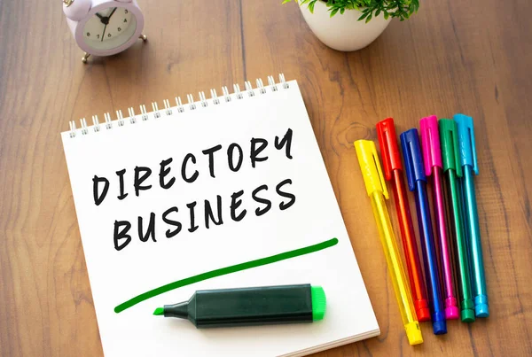 Taccuino Una Molla Con Testo Directory Business Foglio Bianco Giace — Foto Stock